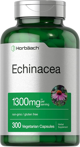 Equinácea 1300 Mg Echinacea 300 Cápsulas Horbaach Sabor Neutro