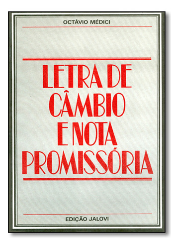 Letra De Cambio E Nota Promissória, De Octávio  Médici. Editora Edipro, Capa Dura Em Português