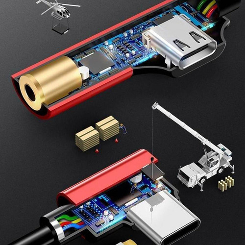 Tipo De Conector Divisor Usb-c Audio Auxiliar Para Rojo