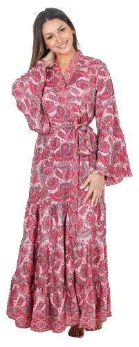 Kimono Mujer Seda Largo Hindu Santa Bohemia Importado India