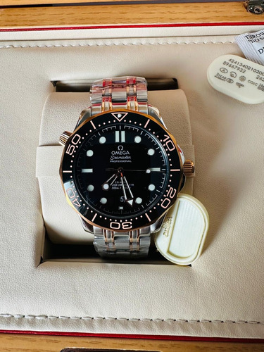 Reloj Omega Seamaster Máquina Suiza Co-axial Fullset Men Plateado Negro Negro (Usado)