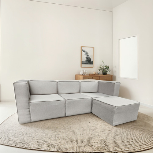 Sillon Sofa Modular Isla En Tela Lavable O Repele Liquidos Beige