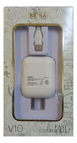 Cargador 220v A Usb 2.1a + Cable Usb Tipo C Color Blanco
