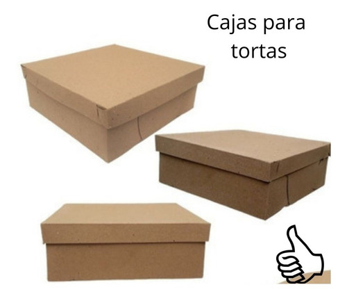 Imagen 1 de 2 de Cajas Para Torta 35x35x10 Cm Marron Pack 50 Unidades