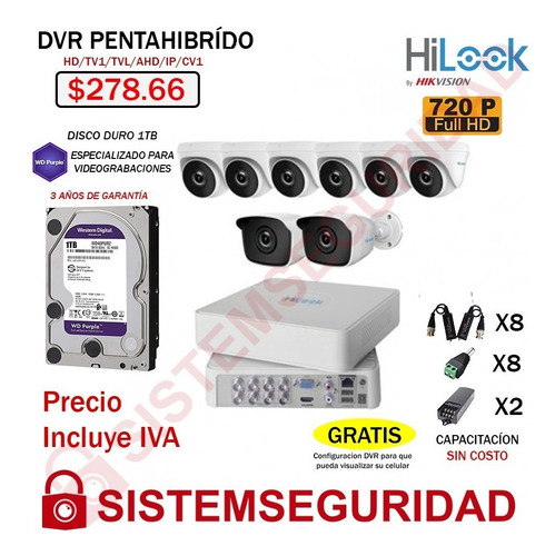 Imagen 7 de 10 de Kit 2 7 8 10 16 Camaras Seguridad Vigilancia Quito Hilook