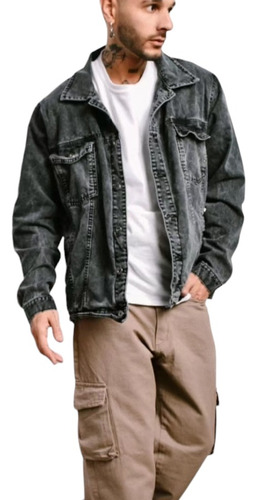 Campera De Jeans Oversize Rigida De Hombre