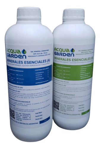 Kit Solución Nutritiva Acqua Garden Hidroponia Rinde 1000l 