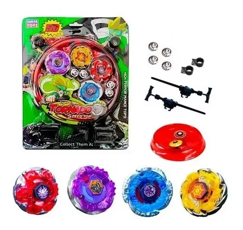 KIT BEYBLADE TORNADO COM LUZ LANÇADOR E ARENA LIANFA TOYS