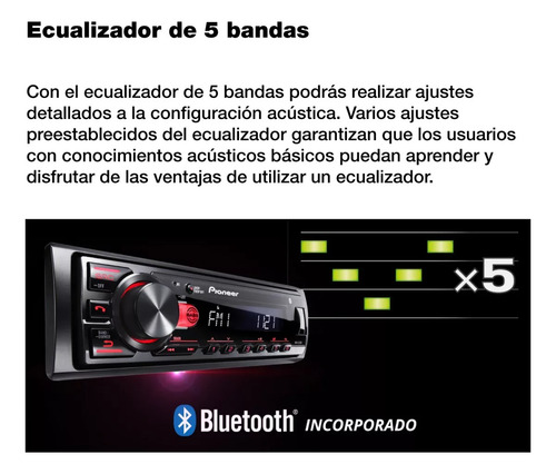 Combo Pioneer Estereo Mvh 235 Bt + Parlantes 6x9 Tsa 6978