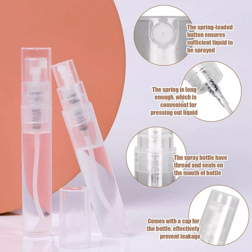100 Pcs 10ml Mini Botellas Spray Perfume Vidrio Recargables
