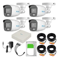 Comprar Hilook Kit de Camaras de Seguridad Exterior Hk-1080-cv\u002Fa Vcc Video Vigilancia Turbohd 1080p Cctv 4 Cámaras Bala Colorvu con Micrófono Integrado Blanco
