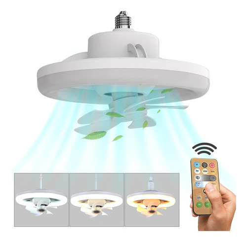 Ventilador De Techo E27 48w Con Luz Led, Ventilador Rojo