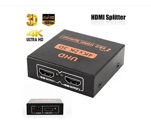 Splitter Multiplicador Amplificador 1x2 Hdmi Video 4k 2k 3d