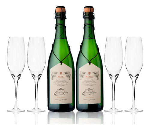 Espumante Set Meg Brut Nature X 2 + 4 Copas