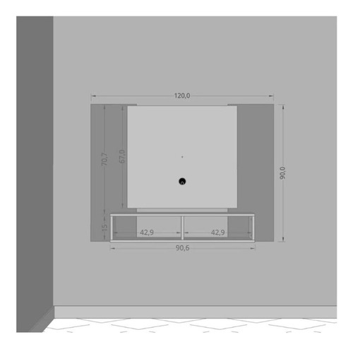 Painel para TV até 42 Polegadas com Nichos Multimóveis CR45289 Branco/Ripado