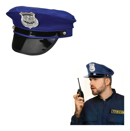 Gorro Sombrero Policia Federal Azul Cotillon Disfraz Fiesta