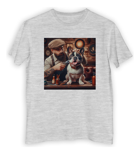 Remera Hombre Barberia Bulldog Frances Peluqueria M2