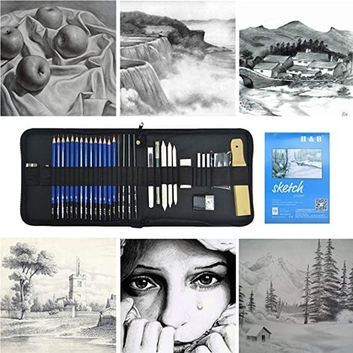 Imagen 7 de 7 de Kit 35 Piezas Profesional De Dibujo Con Lápices Hb