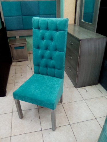 Set 4 Sillas Capitonadas De Madera Para Comedor