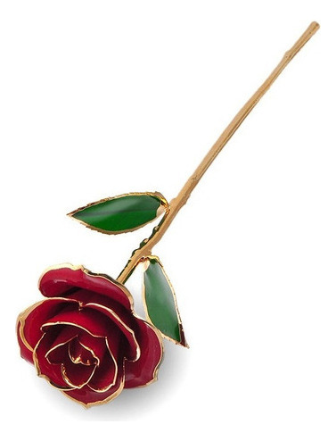 12 Largo Tallo Sumergido 24 K Hoja De Oro Acabado Real Rose