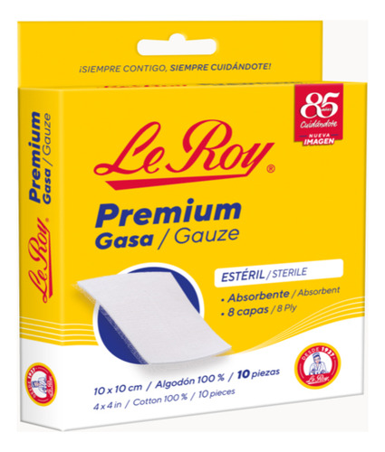 Gasa Esteril Le Roy 10x10 Cm Grande 10 Piezas