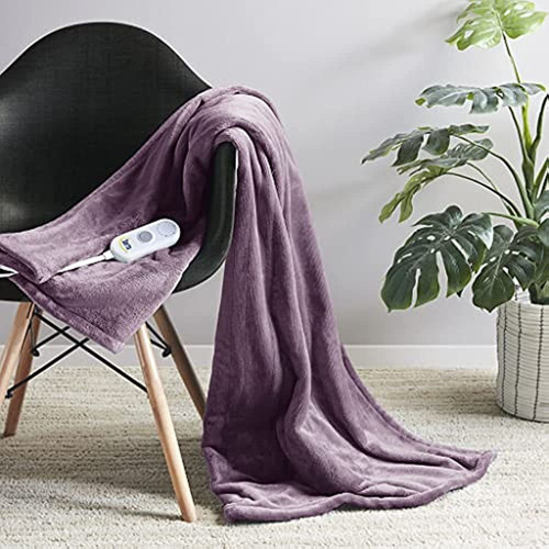 Manta Eléctrica De Punto Ultra Suave Serta Plush Throw, Cubi