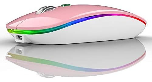 Mouse Tenmos Led Usb Recargable 2.4ghz Bluetooth -rosa