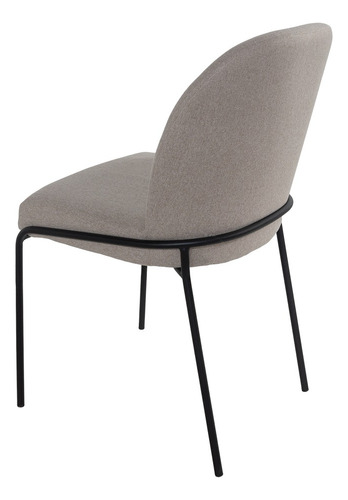Silla De Comedor Tapizada Gris Claro Moderna Minimalista Estructura de la silla Negro Diseño de la tela Liso