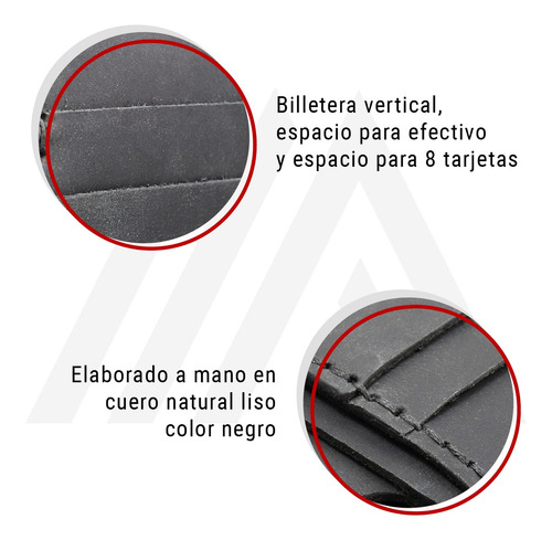 Imagen 9 de 10 de Billetera Tarjetero Billetera Cuero Natural Hombre Mujer