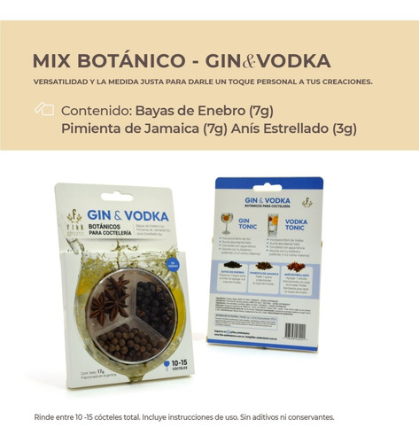 Imagen 3 de 9 de Combo Botanicos Para Gin Vermut Y Vodka Cocteleria Mix Fika
