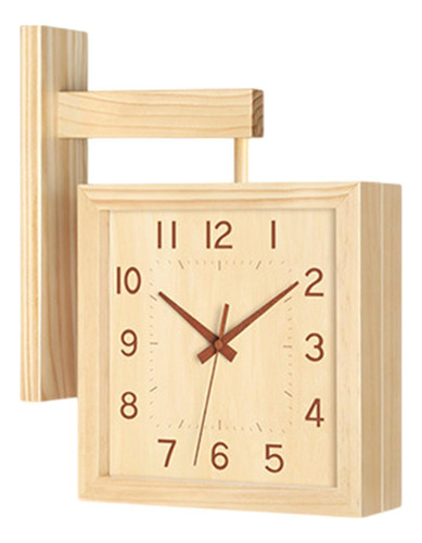 Reloj De Pared De Esquina De Doble Cara, Color De Madera