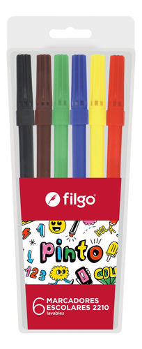 Marcadores Filgo Escolares Blister X 6 Colores Lavables