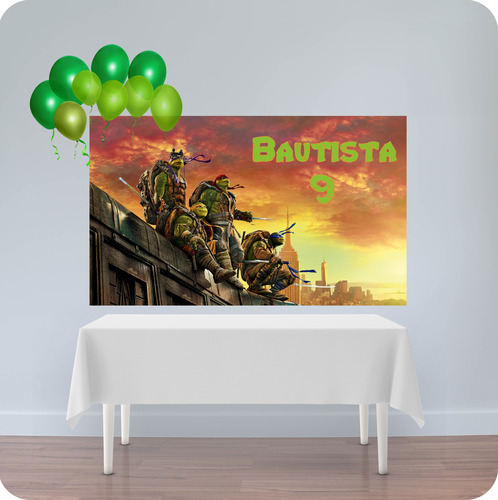 Fondo Banner Candy Bar Cumpleaños Tortugas Ninjas 120x70