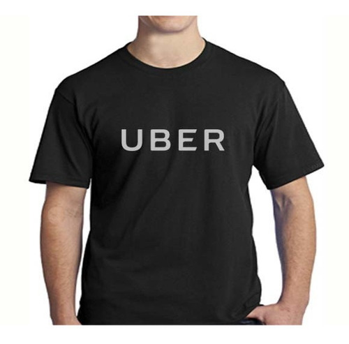 Camiseta Tradicional Preto Algodão Uniforme Uber Ref 456