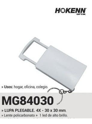 Imagen 2 de 5 de Lupa Hokenn De Mano Mg 84030 4x - 30x30 Mm Con Luz De Led