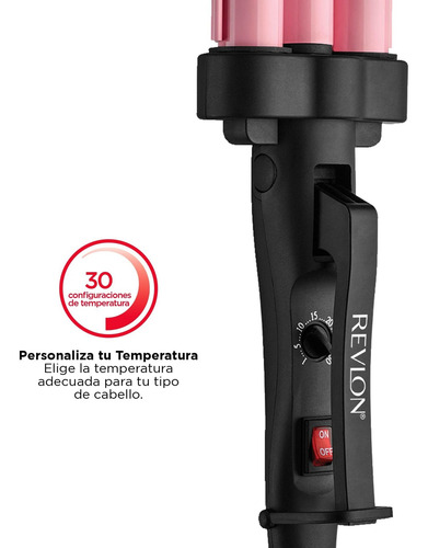 Imagen 3 de 8 de Revlon Waver Jumbo Triple Barril De Cerámica Rosa, Mediano