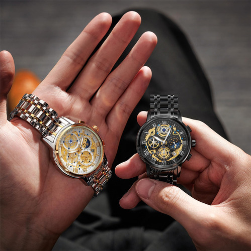 Reloj De Pulsera De Cuarzo Con Fecha De Tres Botones Para Ho