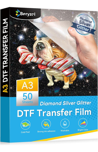 Película De Transferencia De Brillo Dtf Silver Glitter