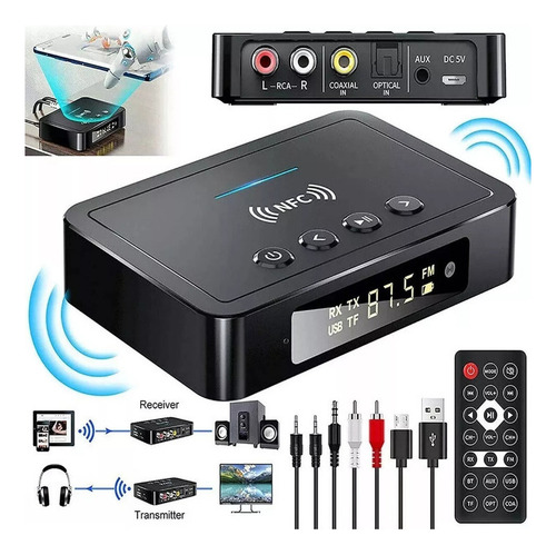 . Receptor Transmisor De Audio Bluetooth 5.0 Nfc Con Cable