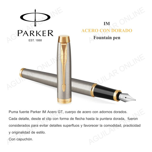 Lapicera Pluma Parker Im Acero Con Dorado Apta Grabado