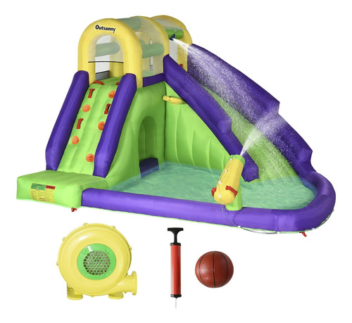 Outsunny Tobogan Acuatico Inflable 5 1 Casa Rebote Para