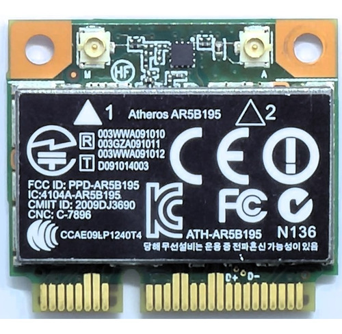 Tarjeta Wifi Bluetooth Mini Pci Atheros Ar5b195 802.11b/g/n 