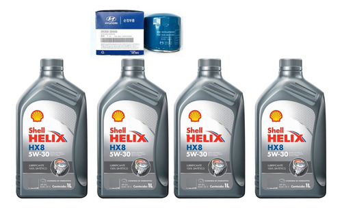 4 Óleos Shell Hx8 5w30+ Filtro Óleo Original I30 Hb20 Ix35