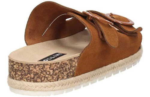 Sandalia Cuero Casual Mujer Pollini G241 Camel