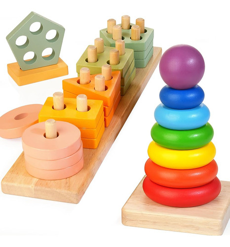 Bravmate Montessori Toys Para 1 2 3 Años De Edad, Wooden Sor