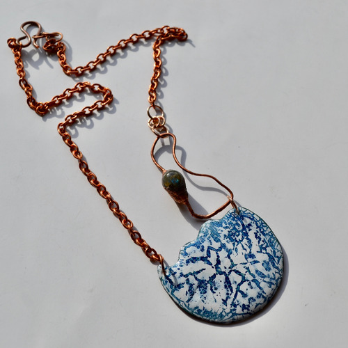 Collar Piedra Natural Labradorita Azul, Cadena Cobre, Cod1