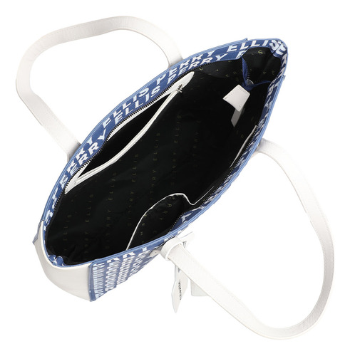 Bolsa Tote Mujer Perry Ellis A10746 Azul/blanco Pu 34x37 Cm Color Blanco/azul Diseño De La Tela Liso