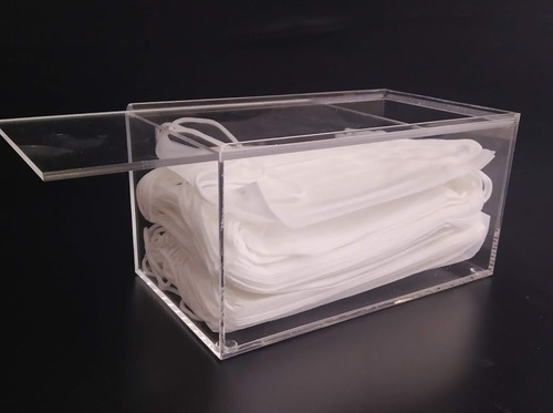 Imagem 4 de 4 de Caixa Porta Máscara Descartável Em Acrilico Cristal