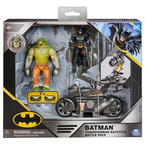 Batman, Batimoto Con Figuras Killer Croc Y Batman De 10 Cm