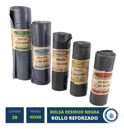 Bolsa Residuo 45x60 Rollo X 20 Unidades No Gotea Calidad